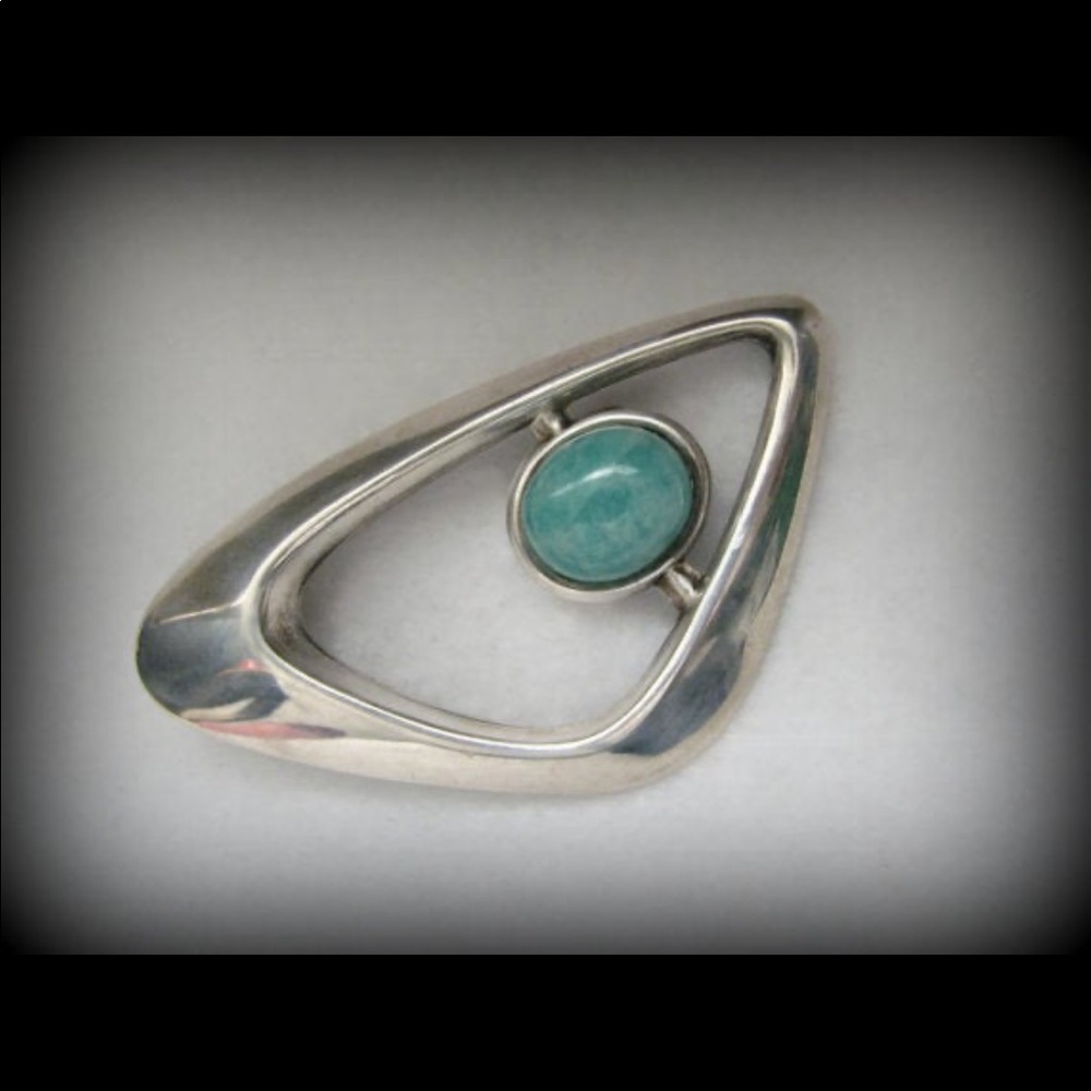 Vintage DAVID ANDERSON/HARRY SØRBY Norway sterling amazonite brooch pin